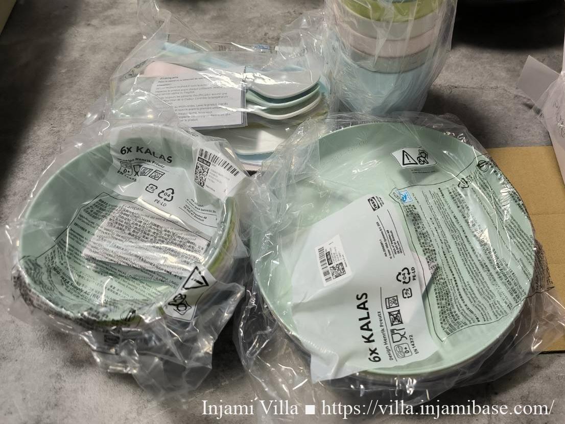 インジャミヴィラに用意した子ども用の食器とカトラリーセット