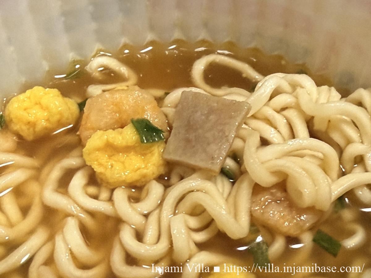 金ちゃんヌードルの麺と具材のアップ